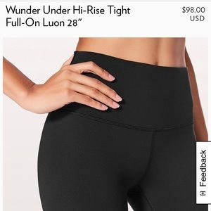 Lululemon Wunder Under HR Tight Sz10 Luon